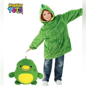 Huggle Pets Green Dinosaur Hoodie Blanket